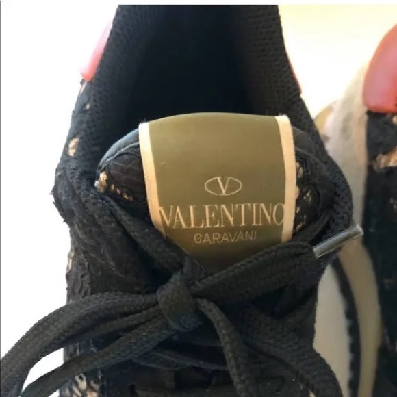 VALENTINO Multicolor Suede Leather & Macramé Lace Rockrunner Sneakers Size 37.5 - Picture 12 of 14